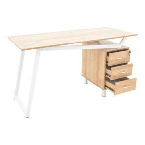 Γραφείο εργασίας με συρτάρια Prosper pakoworld μελαμίνης φυσικό-λευκό 140x60x76εκ-230-000030