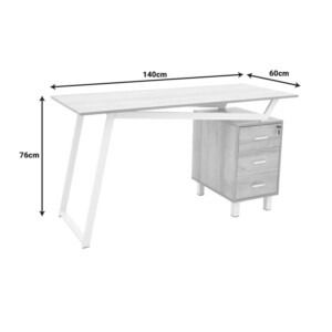 Γραφείο εργασίας με συρτάρια Prosper pakoworld μελαμίνης φυσικό-λευκό 140x60x76εκ-230-000030