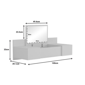 Τουαλέτα κρεβατοκάμαρας Paltar pakoworld κρεμαστή με καθρέπτη σε λευκή απόχρωση 100x39.1x33εκ-230-000049