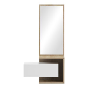 Έπιπλο εισόδου Kendi pakoworld επιτοίχιο με καθρέπτη σε λευκό-sonoma απόχρωση 49.1x31.3x90εκ-230-000054