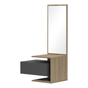 Έπιπλο εισόδου Kendi pakoworld επιτοίχιο με καθρέπτη σε γκρι-sonoma απόχρωση 49.1x31.3x90εκ-230-000055