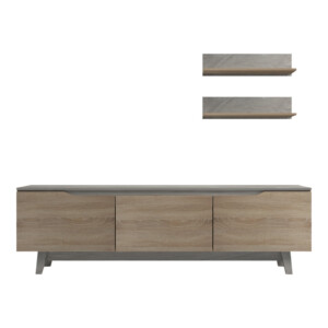 Σύνθετο σαλονιού Kasia pakoworld σε μπεζ μαρμάρου-sonoma απόχρωση 180x35x48.5εκ-230-000078