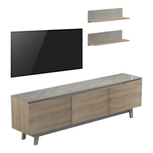 Σύνθετο σαλονιού Kasia pakoworld σε μπεζ μαρμάρου-sonoma απόχρωση 180x35x48.5εκ-230-000078