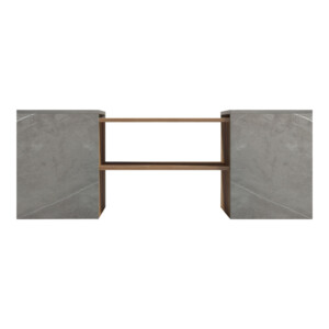 Τραπέζι σαλονιού Morfi pakoworld πολυμορφικό 3τεμ σε oak-μπεζ μαρμάρου απόχρωση 105x45x37εκ-230-000087