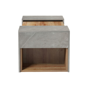 Τραπέζι σαλονιού Morfi pakoworld πολυμορφικό 3τεμ σε oak-μπεζ μαρμάρου απόχρωση 105x45x37εκ-230-000087