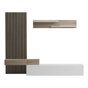 Σύνθετο σαλονιού Litende pakoworld σε λευκή-sonoma απόχρωση 249.4x42.2x199.5εκ-230-000091