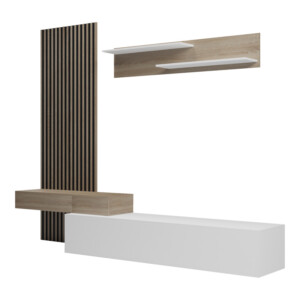 Σύνθετο σαλονιού Litende pakoworld σε λευκή-sonoma απόχρωση 249.4x42.2x199.5εκ-230-000091