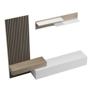 Σύνθετο σαλονιού Litende pakoworld σε λευκή-sonoma απόχρωση 249.4x42.2x199.5εκ-230-000091