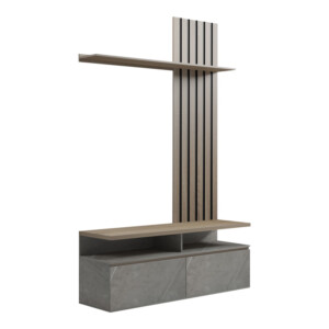 Σύνθετο σαλονιού Perlento pakoworld σε μπεζ μαρμάρου με sonoma απόχρωση 140x41x219.5εκ-230-000098