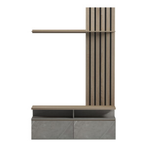 Σύνθετο σαλονιού Perlento pakoworld σε μπεζ μαρμάρου με sonoma απόχρωση 140x41x219.5εκ-230-000098