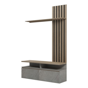 Σύνθετο σαλονιού Perlento pakoworld σε μπεζ μαρμάρου με sonoma απόχρωση 140x41x219.5εκ-230-000098