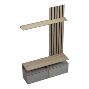 Σύνθετο σαλονιού Perlento pakoworld σε μπεζ μαρμάρου με sonoma απόχρωση 140x41x219.5εκ-230-000098