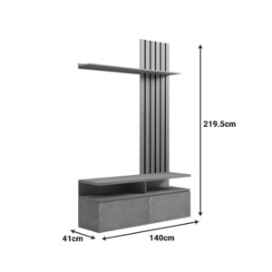 Σύνθετο σαλονιού Perlento pakoworld σε μπεζ μαρμάρου με sonoma απόχρωση 140x41x219.5εκ-230-000098