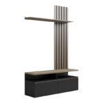 Σύνθετο σαλονιού Perlento pakoworld σε μαύρο με sonoma απόχρωση 140x41x219.5εκ-230-000099