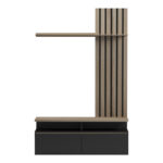 Σύνθετο σαλονιού Perlento pakoworld σε μαύρο με sonoma απόχρωση 140x41x219.5εκ-230-000099