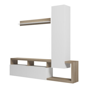 Σύνθετο σαλονιού Leganto pakoworld σε sonoma με λευκή απόχρωση 220.5x35x197.5εκ-230-000102