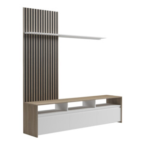 Σύνθετο σαλονιού Delfina pakoworld σε sonoma με λευκή απόχρωση 190x40x199.5εκ-230-000103