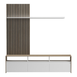 Σύνθετο σαλονιού Delfina pakoworld σε sonoma με λευκή απόχρωση 190x40x199.5εκ-230-000103