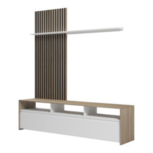 Σύνθετο σαλονιού Delfina pakoworld σε sonoma με λευκή απόχρωση 190x40x199.5εκ-230-000103