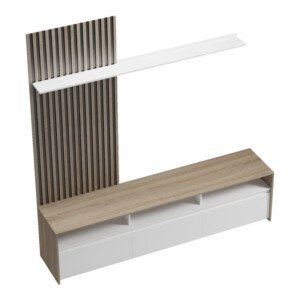 Σύνθετο σαλονιού Delfina pakoworld σε sonoma με λευκή απόχρωση 190x40x199.5εκ-230-000103