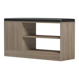 Παπουτσοθήκη-σκαμπό Deboule pakoworld 8 ζευγών σε sonoma-μαύρη απόχρωση 90x30x46εκ-230-000117