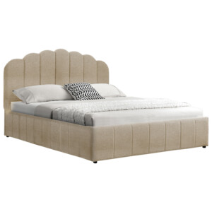 Κρεβάτι Tatiana pakoworld ύφασμα μπεζ με αποθηκευτικό χώρο 160x200εκ-234-000002