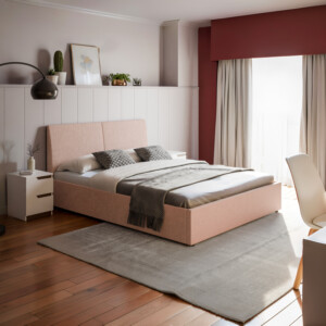 Κρεβάτι Violaine pakoworld ύφασμα μπεζ με αποθηκευτικό χώρο 160x200εκ-234-000008