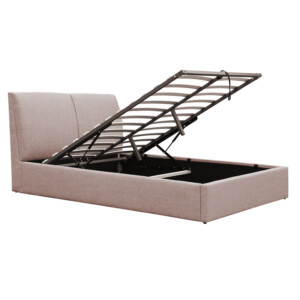 Κρεβάτι Violaine pakoworld ύφασμα μπεζ με αποθηκευτικό χώρο 160x200εκ-234-000008