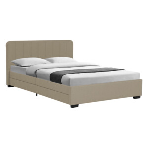 Κρεβάτι Veloty pakoworld ύφασμα μπεζ με συρτάρια 150x200εκ-234-000013