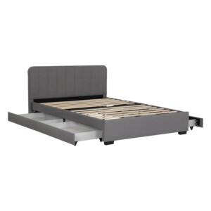 Κρεβάτι Veloty pakoworld ύφασμα ανθρακί με συρτάρια 150x200εκ-234-000014