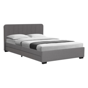 Κρεβάτι Veloty pakoworld ύφασμα ανθρακί με συρτάρια 150x200εκ-234-000014