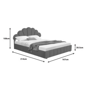 Κρεβάτι Wardie pakoworld βελούδο ανθρακί με αποθηκευτικό χώρο 160x200εκ-234-000015