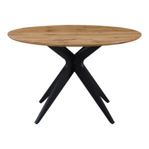 Τραπέζι Toda pakoworld mdf σε sonoma απόχρωση με μαύρα μεταλλικά πόδια Φ120x75εκ-235-000039