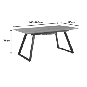 Τραπέζι επεκτεινόμενο Kannu pakoworld σε φυσική απόχρωση με μαύρα μεταλλικά πόδια 160-200x90x75εκ-235-000042