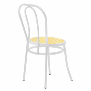 Καρέκλα Βιέννης pakoworld pe rattan μπεζ-μέταλλο λευκό-243-000026