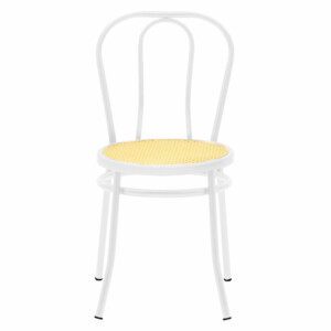 Καρέκλα Βιέννης pakoworld pe rattan μπεζ-μέταλλο λευκό-243-000026