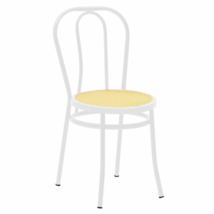 Καρέκλα Βιέννης pakoworld pe rattan μπεζ-μέταλλο λευκό-243-000026