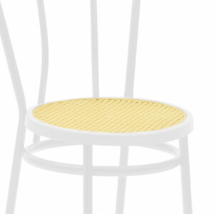 Καρέκλα Βιέννης pakoworld pe rattan μπεζ-μέταλλο λευκό-243-000026