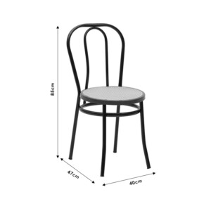 Καρέκλα Βιέννης pakoworld pe rattan μπεζ-μέταλλο λευκό-243-000026