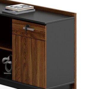 Γραφείο επαγγελματικό με δεξιά γωνία Oscar pakoworld καρυδί-ανθρακί 220x180x76εκ-246-000004
