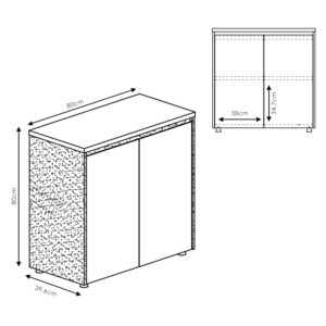 Ντουλάπι γραφείου χαμηλό επαγγελματικό Oscar pakoworld καρυδί-ανθρακί 80x40x80εκ-246-000007