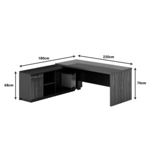 Γραφείο επαγγελματικό με αριστερή γωνία Oscar pakoworld μελαμίνη σε καρυδί-ανθρακί απόχρωση 240x180x76εκ-246-000015