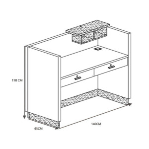 Γραφείο reception επαγγελματικό Oscar pakoworld σε καρυδί-ανθρακί απόχρωση 140x65x110εκ-246-000032
