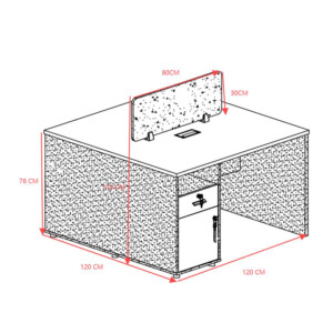 Γραφείο εργασίας επαγγελματικό 2 θέσεων Dakota pakoworld σε καρυδί-ανθρακί απόχρωση 120x120x76εκ-246-000033