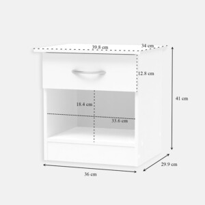 Κομοδίνο Kona pakoworld σε λευκή απόχρωση 40x34x42εκ-248-000028