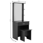 Τουαλέτα κρεβατοκάμαρας Zelia pakoworld με καθρέπτη και σκαμπό χρώμα wenge eo 60x40.5x151εκ-249-000027