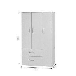 Ντουλάπα ρούχων τρίφυλλη Zelia pakoworld με 2 συρτάρια χρώμα oak 90x42x180εκ-249-000029