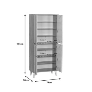 Παπουτσοθήκη-ντουλάπι Kumen pakoworld oak μαρμάρου μελαμίνης 74x38x174εκ-249-000055