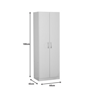 Ντουλάπα Jonar pakoworld δίφυλλη λευκό χρώμα μελαμίνης 60x42x180εκ-249-000056