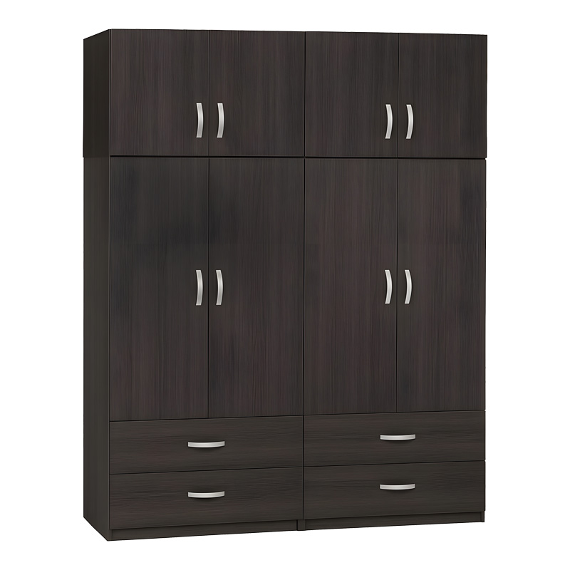 Ντουλάπα ρούχων τετράφυλλη με πατάρι Zelia C pakoworld με 4 συρτάρια χρώμα wenge 158x42x240εκ-249-000073 Ντουλάπα ρούχων τετράφυλλη με πατάρι Zelia C pakoworld με 4 συρτάρια χρώμα wenge 158x42x240εκ-249-000073